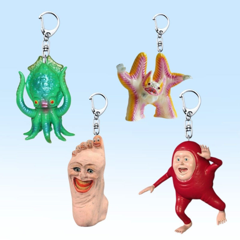 Wholesale Abstract ugly keychain pendant funny abstract high value acrylic school bag pendant